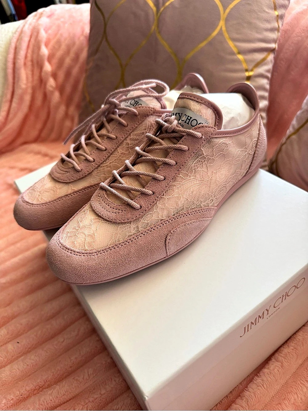 *BRAND NEW NEVER WORN* Jimmy Choo Sunny F Suede-Lace Sneakers Floral Sneakers